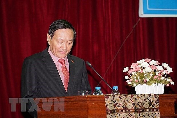 Vietnamese Ambassador to Laos Nguyen Ba Hung reviewed the development of Vietnam – Laos special relations at the Dialogue. Photo: VNA Vietnamese Ambassador to Laos Nguyen Ba Hung reviewed the development of Vietnam – Laos special relations at the Dialogue. Photo: VNA