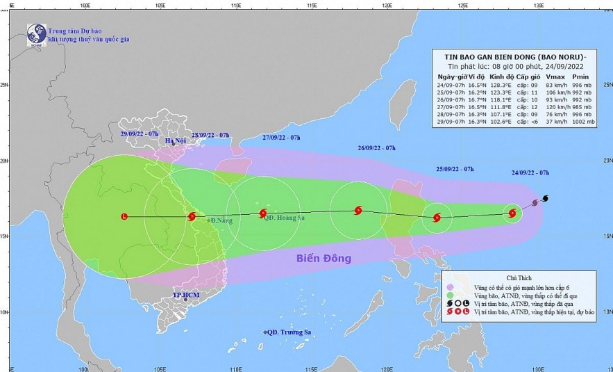 Typhoon Noru is forecast to pound the central region of Vietnam on September 28. Typhoon Noru is forecast to pound the central region of Vietnam on September 28.