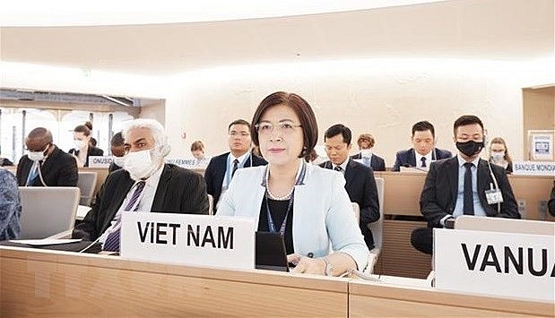 Ambassador Le Thi Tuyet Mai, head of the Permanent Mission of Vietnam to the United Nations (UN), WTO and other international organisations in Geneva, attends the 51st session of the United Nations Human Rights Council. (Photo by VNA) Ambassador Le Thi Tuyet Mai, head of the Permanent Mission of Vietnam to the United Nations (UN), WTO and other international organisations in Geneva, attends the 51st session of the United Nations Human Rights Council. (Photo by VNA)