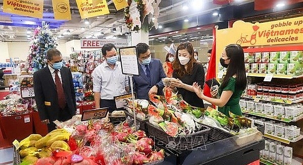 A booth at the Vietnamese goods week in Singapore. Photo: VNA A booth at the Vietnamese goods week in Singapore. Photo: VNA