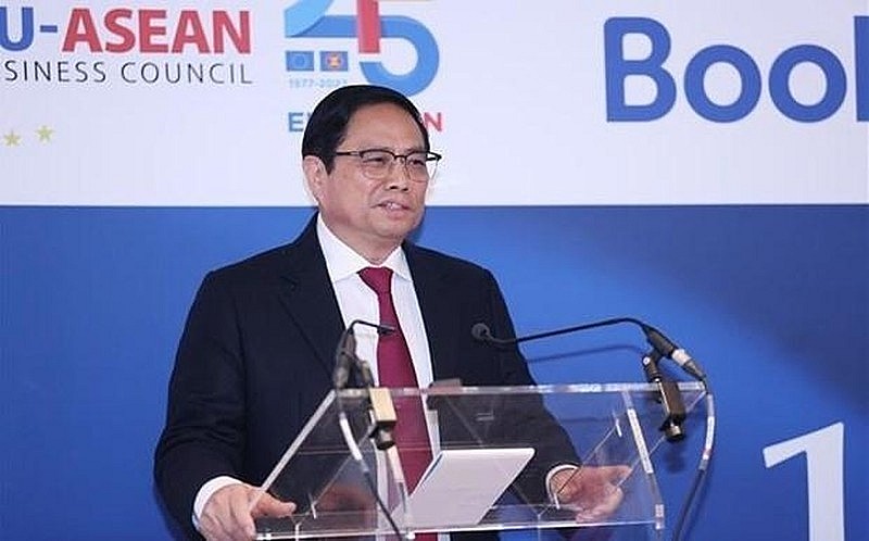 Prime Minister Pham Minh Chinh speaks at 10th ASEAN-EU Business Summit (Photo: VNA) Prime Minister Pham Minh Chinh speaks at 10th ASEAN-EU Business Summit (Photo: VNA)