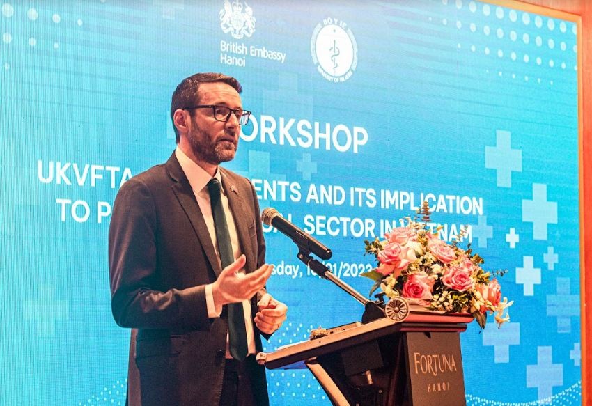 British Ambassador to Vietnam Iain Frew delivers keynote speeches at the event. Source: British Embassy in Hanoi British Ambassador to Vietnam Iain Frew delivers keynote speeches at the event. Source: British Embassy in Hanoi