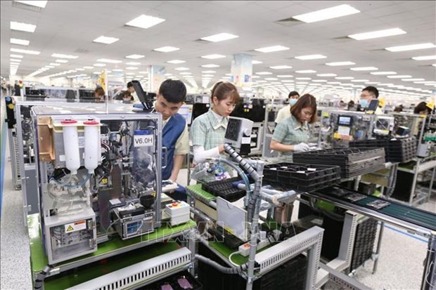 A smartphone production line of the Samsung Electronics Vietnam Co. Ltd. Photo: VNA A smartphone production line of the Samsung Electronics Vietnam Co. Ltd. Photo: VNA