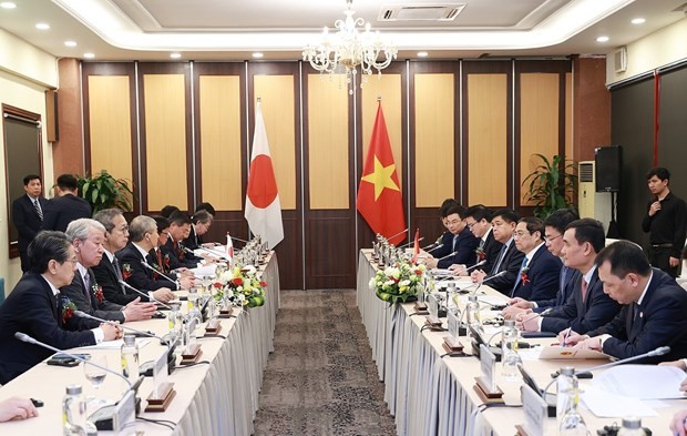 Prime Minister Pham Minh Chinh receives a visiting delegation of Japanese economic organisations. Photo: VNA Prime Minister Pham Minh Chinh receives a visiting delegation of Japanese economic organisations. Photo: VNA