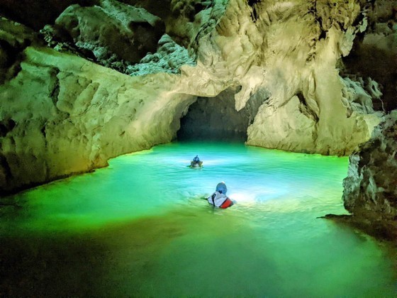 Underground river inside the cave Underground river inside the cave