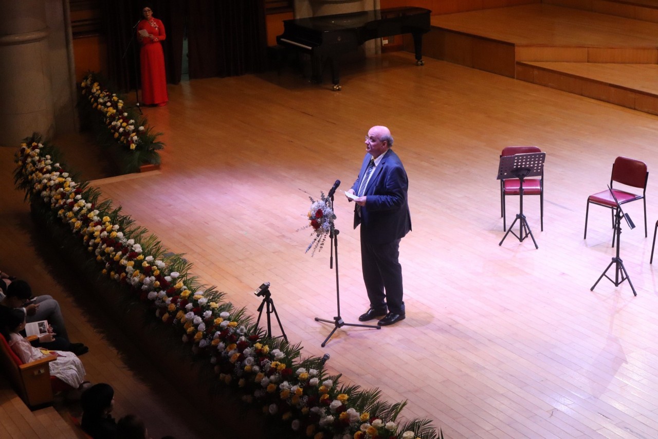Austrian Ambassador to Vietnam Hans-Peter Glanzer speaks at the event. Photo: Hanh Tran