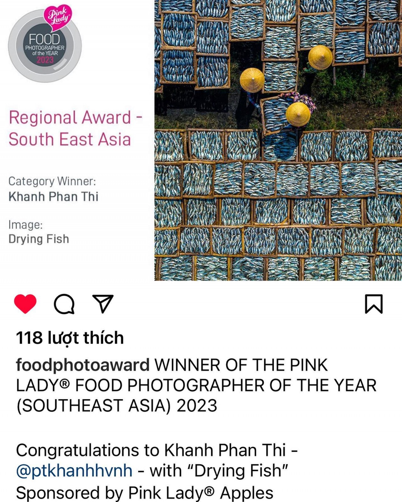 ‘Drying Fish’, by Khanh Phan Thi, Vietnam, won the Pink Lady® Food Photographer of the Year (South East Asia) category. ‘Drying Fish’, by Khanh Phan Thi, Vietnam, won the Pink Lady® Food Photographer of the Year (South East Asia) category.