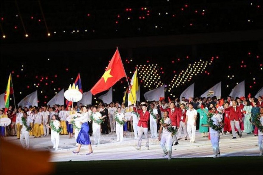 The Vietnamese sports delegation at the opening ceremony of the 32nd Southeast Asian Games (Photo: VNA) The Vietnamese sports delegation at the opening ceremony of the 32nd Southeast Asian Games (Photo: VNA)