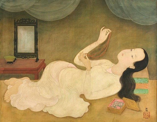 Le Collier (The Necklace) by celebrated Vietnamese artist Mai Trung Thu (1906-1980) Le Collier (The Necklace) by celebrated Vietnamese artist Mai Trung Thu (1906-1980)