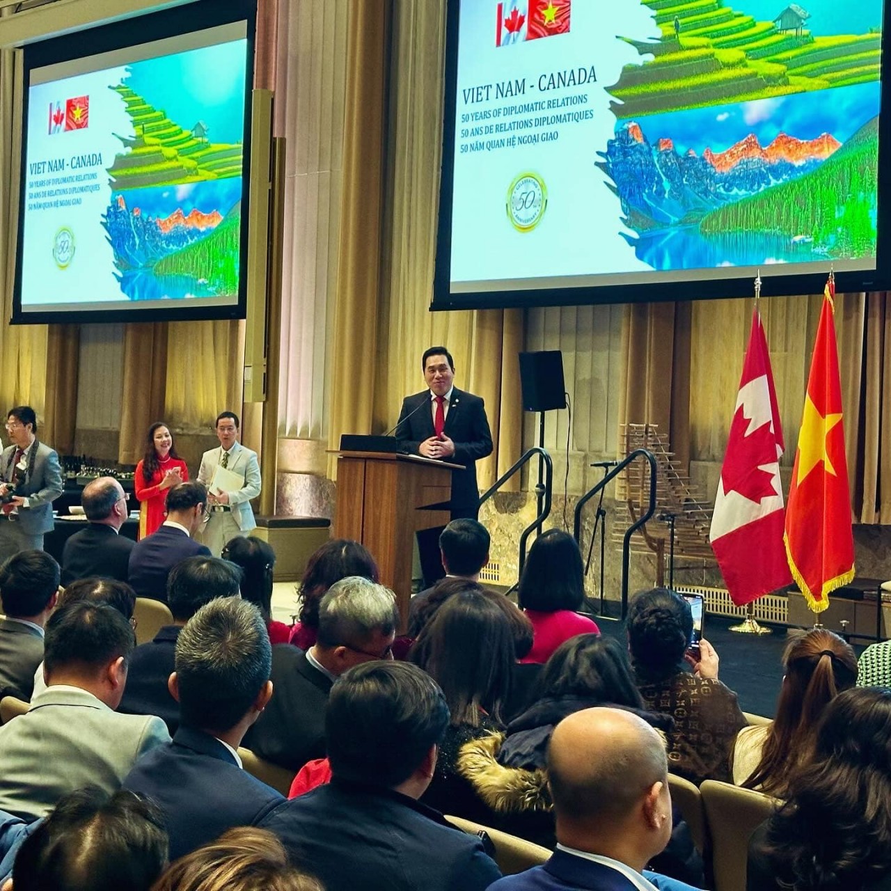 Congressman Shaun Chen, co-chairman of the Canada-Vietnam Friendship Parliamentary Group delivers his speech. Congressman Shaun Chen, co-chairman of the Canada-Vietnam Friendship Parliamentary Group delivers his speech.