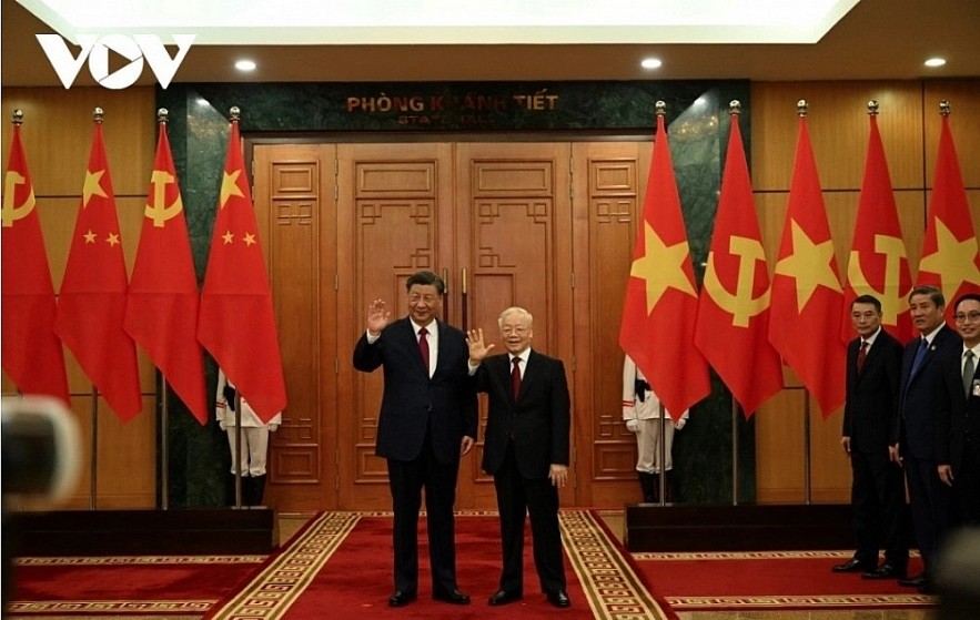 General Secretary of the Communist Party of Vietnam (CPV) Nguyen Phu Trong and General Secretary of the Communist Party of China (CPC) Central Committee and President of the People's Republic of China Xi Jinping. General Secretary of the Communist Party of Vietnam (CPV) Nguyen Phu Trong and General Secretary of the Communist Party of China (CPC) Central Committee and President of the People's Republic of China Xi Jinping.