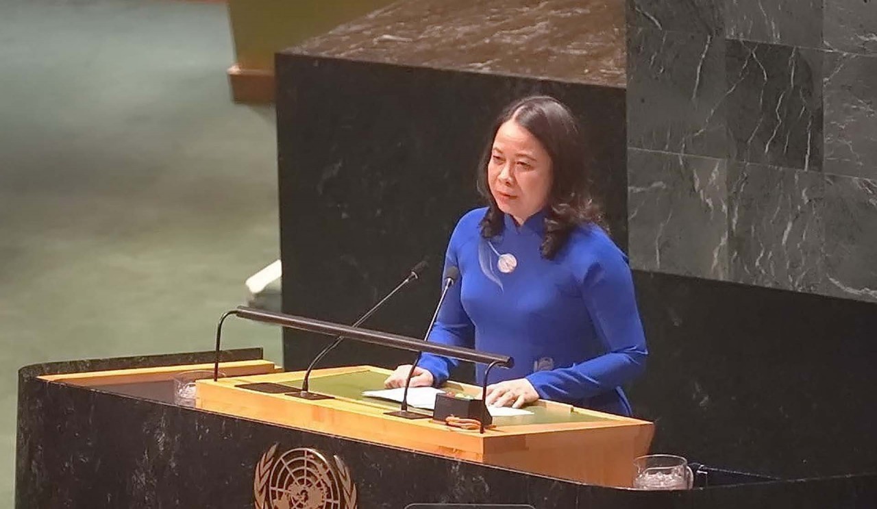Vice State President Vo Thi Anh Xuan speaks at the 68th session of the Commission on the Status of Women in New York. Photo: VNA Vice State President Vo Thi Anh Xuan speaks at the 68th session of the Commission on the Status of Women in New York. Photo: VNA