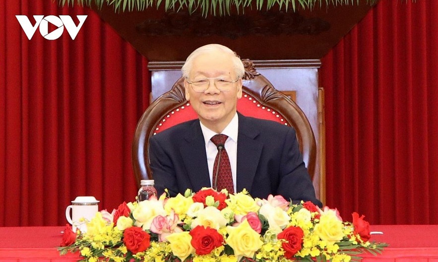 Vietnamese Party General Secretary Nguyen Phu Trong during his phone call with Russian President Vladimir Putin on March 26. Vietnamese Party General Secretary Nguyen Phu Trong during his phone call with Russian President Vladimir Putin on March 26.