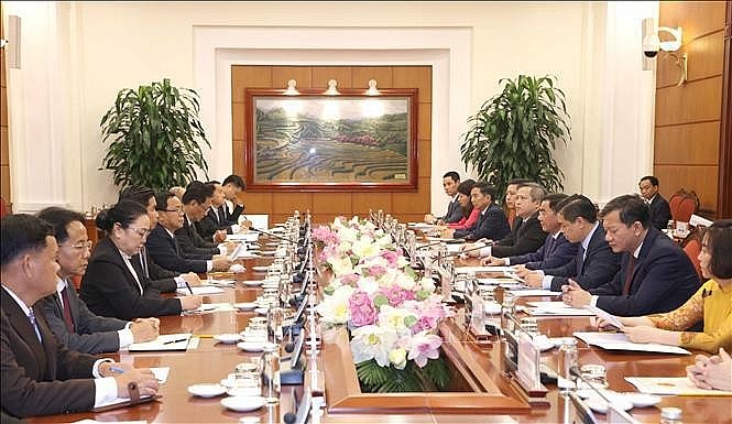 Top Party inspection officials from Vietnam and Laos hold talks in Hanoi (Photo: VNA) Top Party inspection officials from Vietnam and Laos hold talks in Hanoi (Photo: VNA)