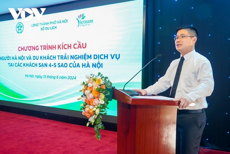 Nguyen Hong Minh, deputy director of the Hanoi Department of Tourism, addresses the event. Nguyen Hong Minh, deputy director of the Hanoi Department of Tourism, addresses the event.