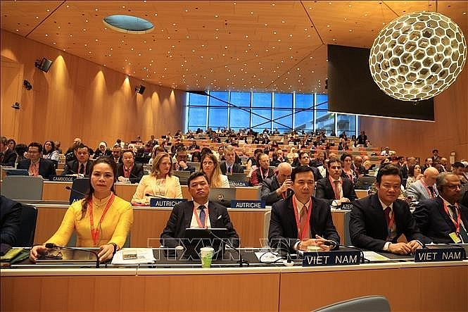 Vietnamese delegates at the 65th of Series of Meetings of the Assemblies of the Member States of the World Intellectual Property Organisation (WIPO). (Photo: VNA) Vietnamese delegates at the 65th of Series of Meetings of the Assemblies of the Member States of the World Intellectual Property Organisation (WIPO). (Photo: VNA)