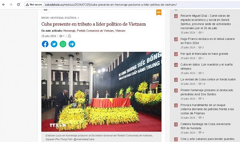 Cuban Media Pay Tribute to General Secretary Nguyen Phu Trong Cuban Media Pays Tribute to General Secretary Nguyen Phu Trong