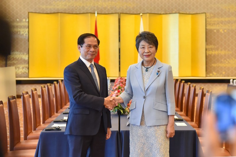 Foreign Minister Bui Thanh Son (L) and his Japanese counterpart Kamikawa Yoko (Photo: VNA) Foreign Minister Bui Thanh Son (L) and his Japanese counterpart Kamikawa Yoko (Photo: VNA)
