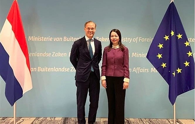 Deputy Minister of Foreign Affairs Nguyen Minh Hang and Prince Jaime de Bourbon de Parme, who is also Climate Envoy of the Netherlands. Deputy Minister of Foreign Affairs Nguyen Minh Hang and Prince Jaime de Bourbon de Parme, who is also Climate Envoy of the Netherlands.
