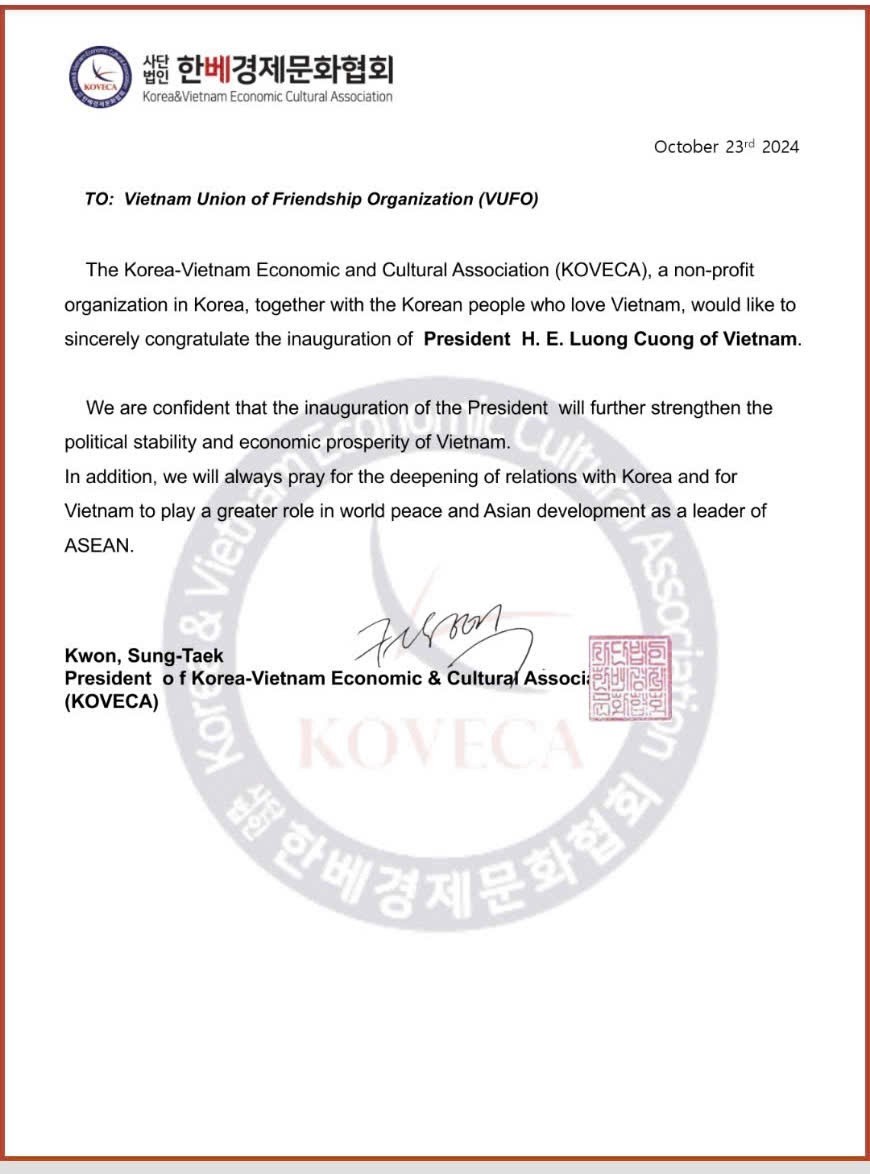 People's Organizations Worldwide Extend Congratulations to State President Luong Cuong People's Organizations Worldwide Extend Congratulations to State President Luong Cuong