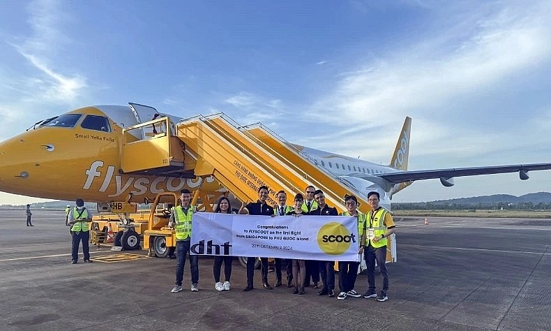 Phu Quoc welcomes welcomed the first flights from Singapore of Scoot airline. (Photo: Nguyen Khanh) Phu Quoc welcomes welcomed the first flights from Singapore of Scoot airline. (Photo: Nguyen Khanh)