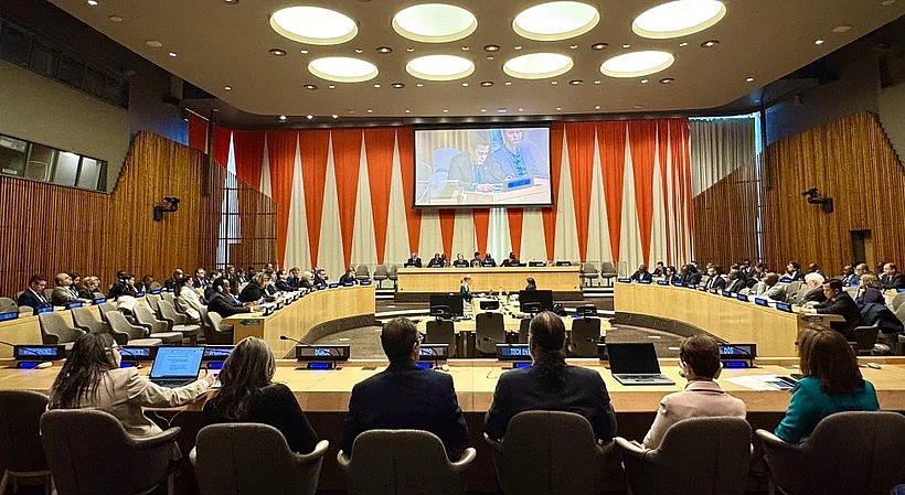 At the dialogue in New York on February 27 with Secretary-General António Guterres on the contributions of the Francophonie bloc to the implementation of the UN agenda and his 2025 priorities. (Photo: VNA) At the dialogue in New York on February 27 with Secretary-General António Guterres on the contributions of the Francophonie bloc to the implementation of the UN agenda and his 2025 priorities. (Photo: VNA)