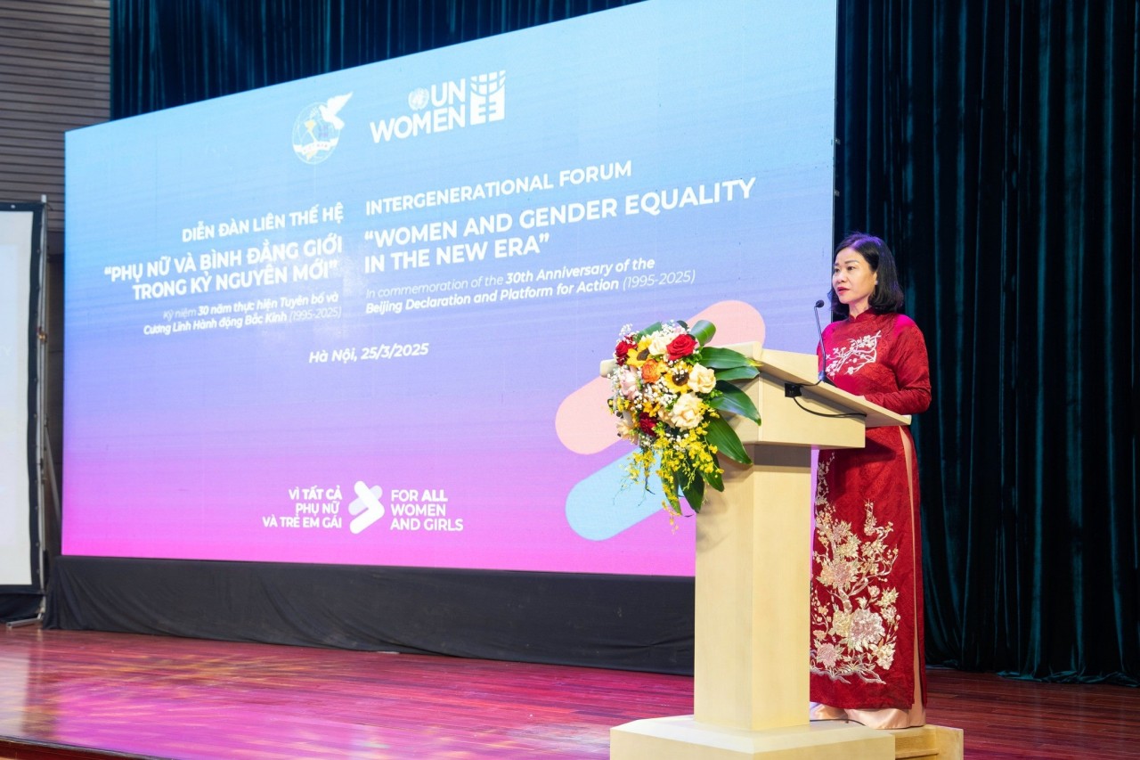 President of the Vietnam Women's Union Nguyen Thi Tuyen speaks at the event. (Photo: UN Women Vietnam) President of the Vietnam Women's Union Nguyen Thi Tuyen speaks at the event. (Photo: UN Women Vietnam)