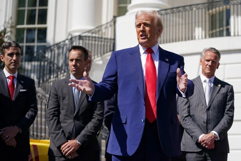  President Donald Trump addresses the press at the White House following his announcement on the tariff delay. (Photo: Reuters)