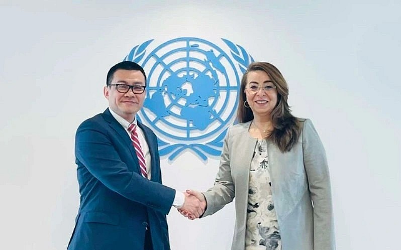 UN Deputy Secretary-General and UNODC Executive Director Ghada Fathi Waly meets with Ambassador Vu Le Thai Hoang (Photo:VGP) UN Deputy Secretary-General and UNODC Executive Director Ghada Fathi Waly meets with Ambassador Vu Le Thai Hoang (Photo:VGP)