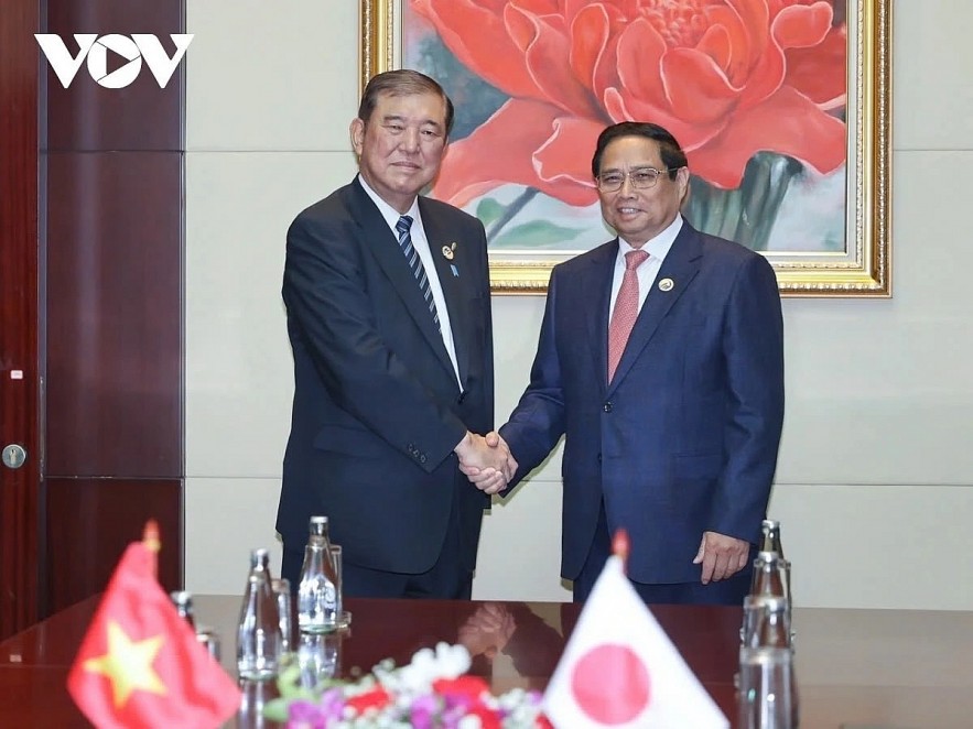 Vietnamese Prime Minister Pham Minh Chinh meets with Japanese Prime Minister Shigeru Ishiba on the sidelines of ASEAN Summits 44 & 45 in Vientiane, Laos, in October 2024. Vietnamese Prime Minister Pham Minh Chinh meets with Japanese Prime Minister Shigeru Ishiba on the sidelines of ASEAN Summits 44 & 45 in Vientiane, Laos, in October 2024.