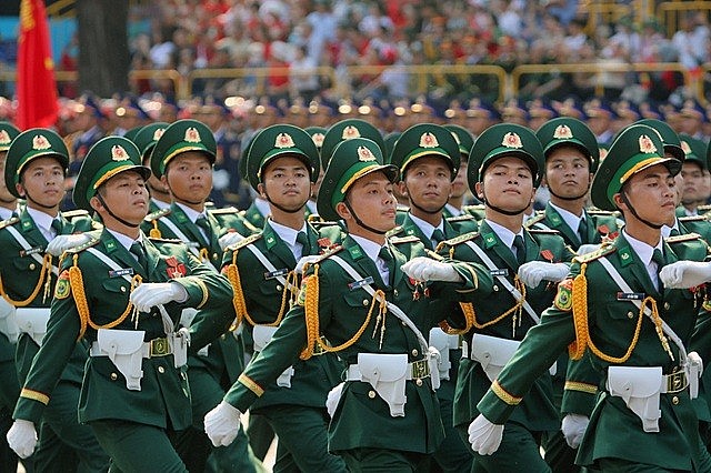 Vietnamese People's Army Forcers in full dress parade rehearsal to celebrate the 50th anniversary of National Reunification Vietnamese People's Army Forcers in full dress parade rehearsal to celebrate the 50th anniversary of National Reunification