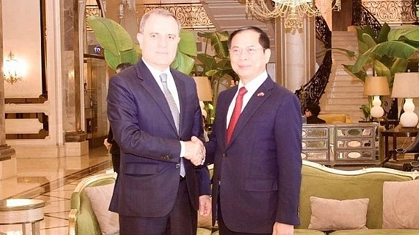 Deputy Prime Minister Bui Thanh Son meets with Azerbaijani Foreign Minister Jeyhun Bayramov. Deputy Prime Minister Bui Thanh Son meets with Azerbaijani Foreign Minister Jeyhun Bayramov.