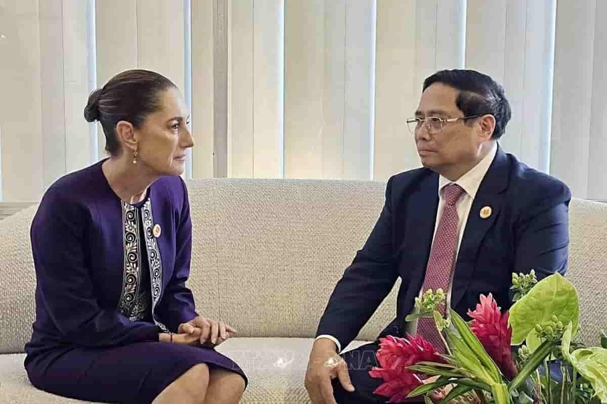 Prime Minister Pham Minh Chinh meets with President-elect of Mexico Claudia Sheinbaum at the G20 Summit in Rio de Janeiro, Brazil, on November 18, 2024. (Photo: VNA) Prime Minister Pham Minh Chinh meets with President-elect of Mexico Claudia Sheinbaum at the G20 Summit in Rio de Janeiro, Brazil, on November 18, 2024. (Photo: VNA)