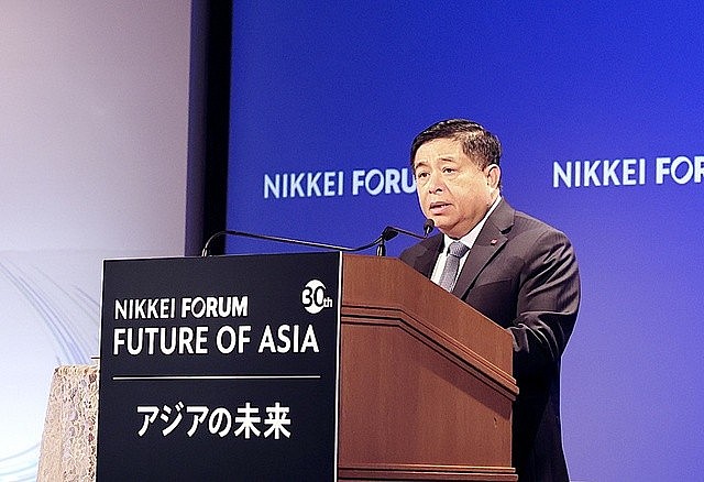Deputy Prime Minister Nguyen Chi Dung delivers his remarks at the Nikkei Forum 30th Future of Asia, Tokyo, Japan, May 30, 2025. Photo: VGP Deputy Prime Minister Nguyen Chi Dung delivers his remarks at the Nikkei Forum 30th Future of Asia, Tokyo, Japan, May 30, 2025. Photo: VGP
