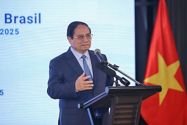 Prime Minister Pham Minh Chinh addresses Viet Nam-Brazil Business Forum, Rio de Janeiro, July 5, 2025. Photo: VGP Prime Minister Pham Minh Chinh addresses Viet Nam-Brazil Business Forum, Rio de Janeiro, July 5, 2025. Photo: VGP