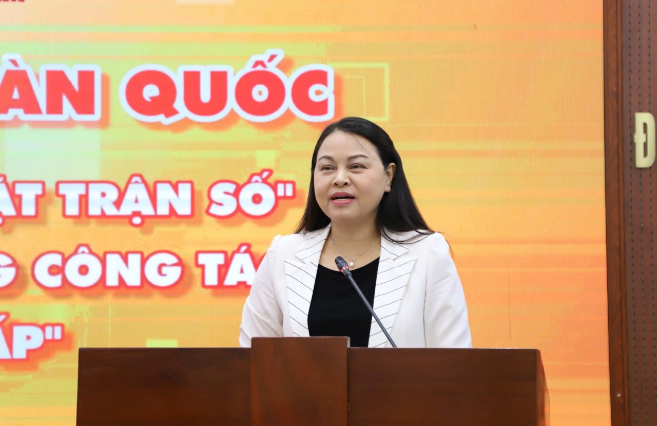 Nguyen Thi Thu Ha speaks at the conference. (Photo: Vietnam Fatherland Front) Nguyen Thi Thu Ha speaks at the conference. (Photo: Vietnam Fatherland Front)