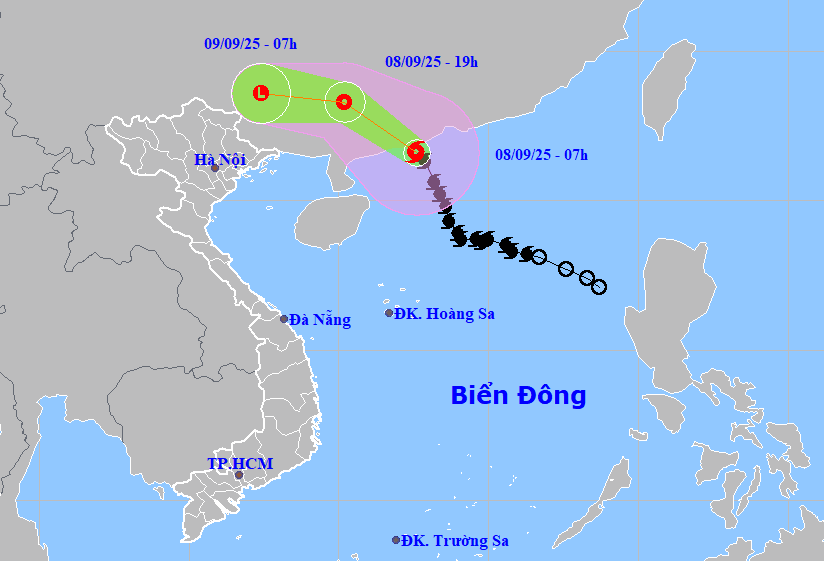 Direction of storm Tapah as of the morning of September 8. Source: National Center for Hydro-Meteorological Forecasting. Direction of storm Tapah as of the morning of September 8. Source: National Center for Hydro-Meteorological Forecasting.