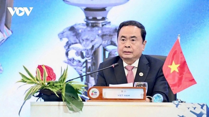 National Assembly Chairman Tran Thanh Man of Vietnam speaks at the 46th General Assembly of the ASEAN Inter-Parliamentary Assembly (AIPA-46), in Kuala Lumpur, Malaysia, on September 18