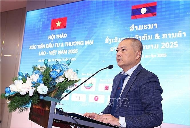Director of the Agency of Foreign Trade under the Ministry of Industry and Trade Nguyen Anh Son speaks at the event (Photo: VNA)