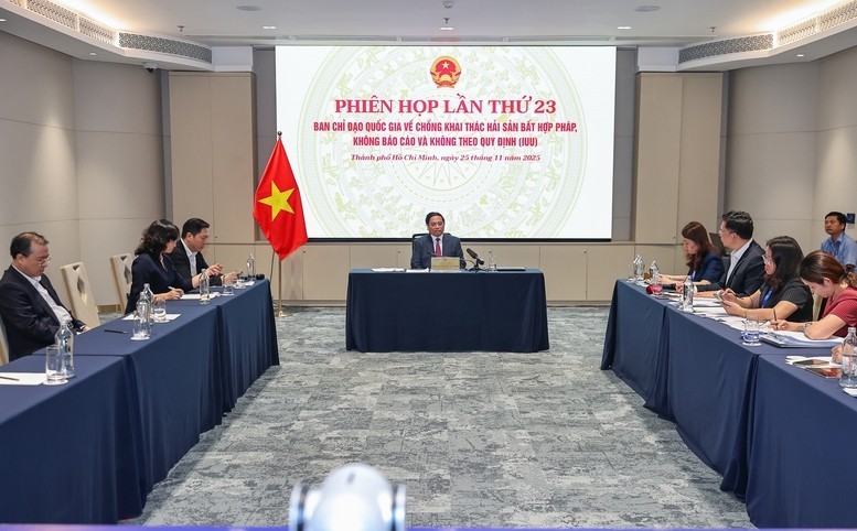 Prime Minister Pham Minh Chinh chairs the 23rd online meeting of the National Steering Committee on combating IUU fishing. (Photo: VPG) Prime Minister Pham Minh Chinh chairs the 23rd online meeting of the National Steering Committee on combating IUU fishing. (Photo: VPG)