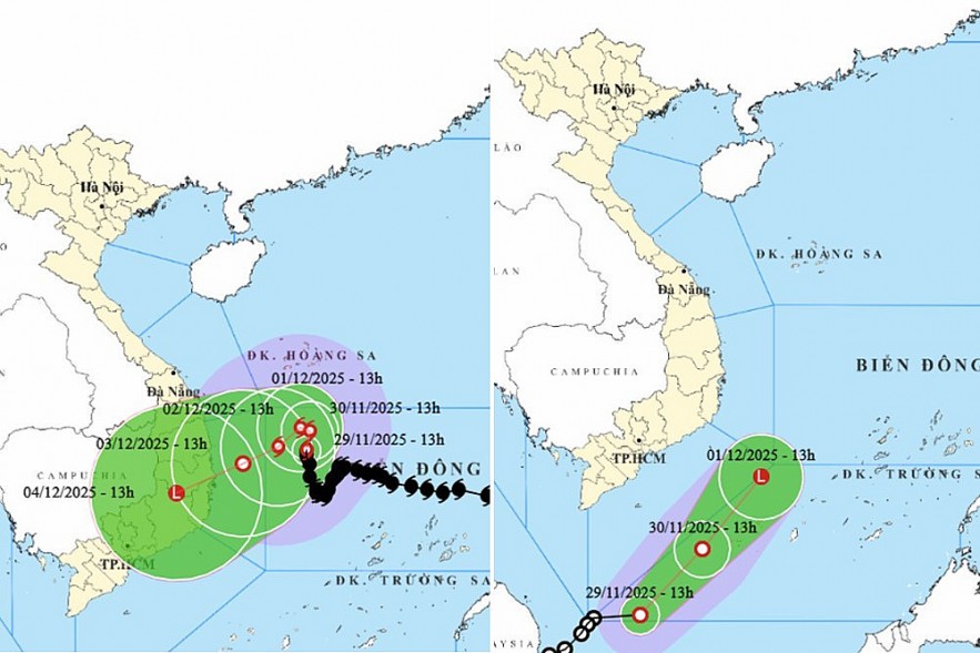 Forecasted path of Typhoon Koto and the rare tropical depression on Nov 29, 13:00. Source: NCHMF