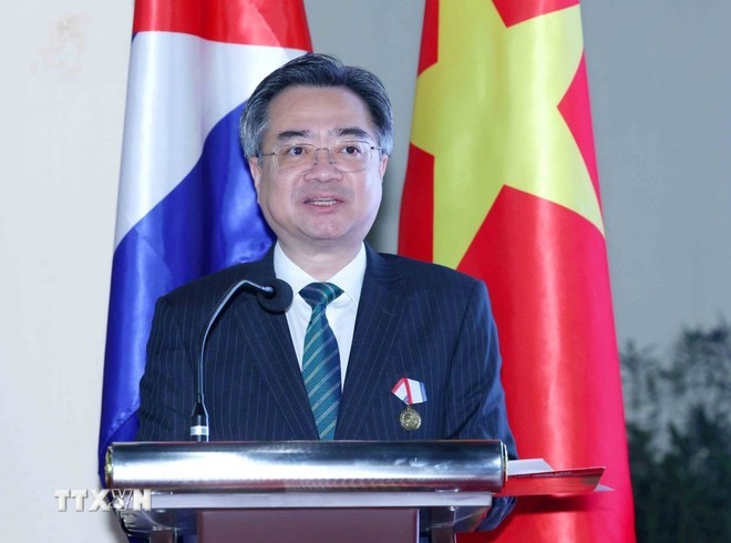 Nguyen Thanh Nghi, Member of the Party Central Committee and Head of the Central Policy and Strategy Commission, speaks at the ceremony. (Photo: Phuong Hoa/TTXVN) Nguyen Thanh Nghi, Member of the Party Central Committee and Head of the Central Policy and Strategy Commission, speaks at the ceremony. (Photo: Phuong Hoa/TTXVN)