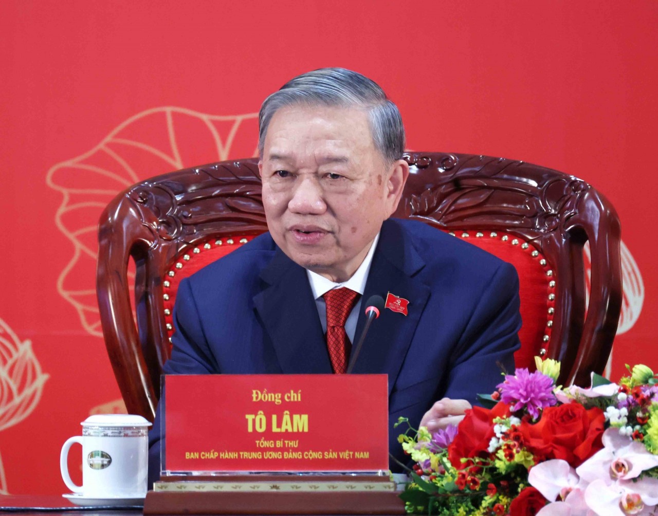 Party General Secretary To Lam at the international press conference to announce the outcomes of the 14th Party Central Committee (Photo: VNA) Party General Secretary To Lam at the international press conference to announce the outcomes of the 14th Party Central Committee (Photo: VNA)