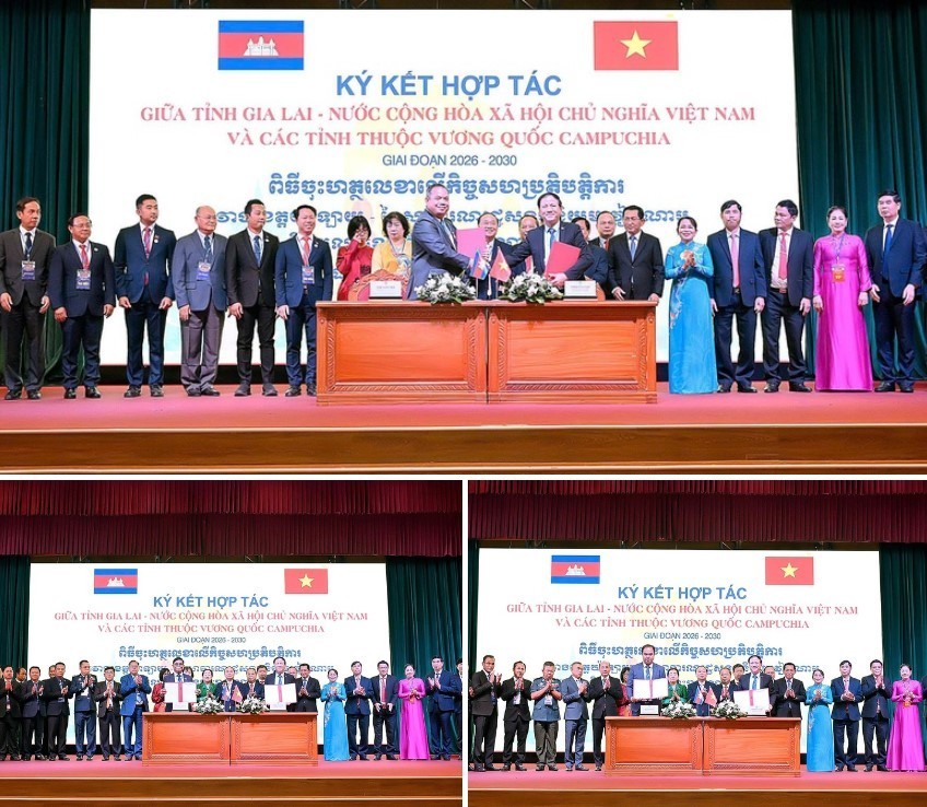 Gia Lai province signs memorandum of cooperation with provinces of the Kingdom of Cambodia for the period 2026-2030. (Photo: VGP)