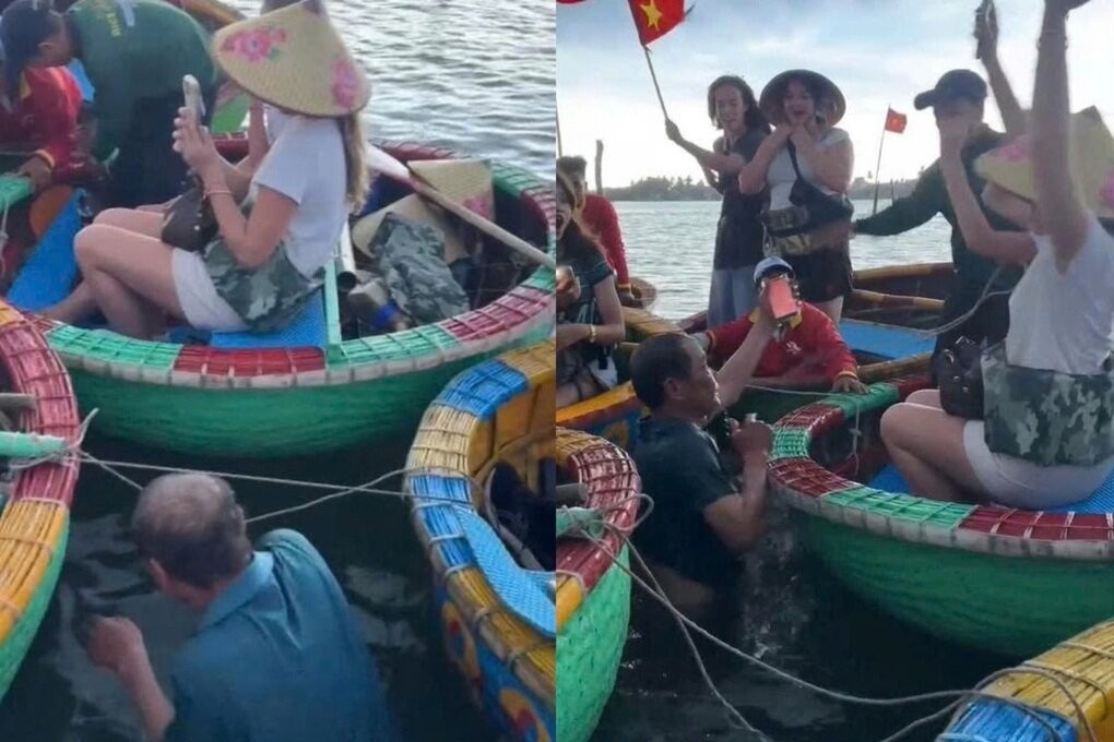 American Tourist Delighted by Act of Kindness from Basket Boat Operator in Hoi An American Tourist Delighted by Act of Kindness from Boatman in Hoi An