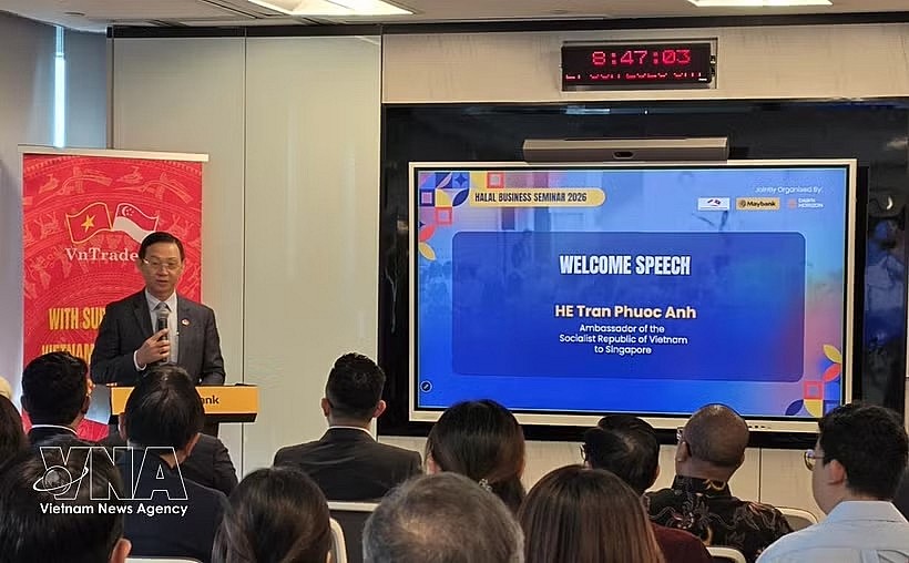 Vietnamese Ambassador to Singapore Tran Phuoc Anh speaks at the Halal Business Seminar 2026 in Singapore on June 27 (Photo: VNA) Vietnamese Ambassador to Singapore Tran Phuoc Anh speaks at the Halal Business Seminar 2026 in Singapore on June 27 (Photo: VNA)