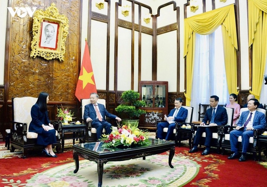 Vietnamese Party General Secretary and State President To Lam receives newly appointed US Ambassador Jennifer Wicks in Hanoi on July 6. Vietnamese Party General Secretary and State President To Lam receives newly appointed US Ambassador Jennifer Wicks in Hanoi on July 6.