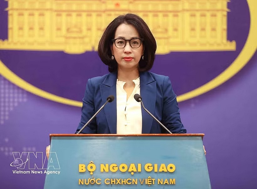 Spokeswoman of the Vietnamese Ministry of Foreign Affairs Pham Thu Hang speaks at the press conference on July 9. (Photo: VNA) Spokeswoman of the Vietnamese Ministry of Foreign Affairs Pham Thu Hang speaks at the press conference on July 9. (Photo: VNA)