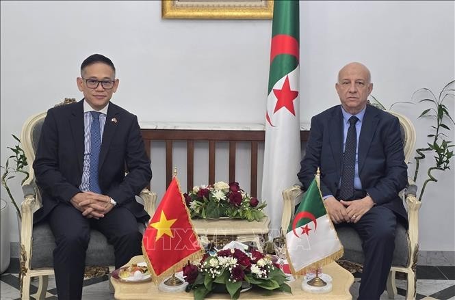 FLN Secretary-General Abdelkrim Benmbarek receives Ambassador Tran Quoc Khanh on his farewell visit at the end of his tenure. (Photo: baotintuc.vn) FLN Secretary-General Abdelkrim Benmbarek receives Ambassador Tran Quoc Khanh on his farewell visit at the end of his tenure. (Photo: baotintuc.vn)