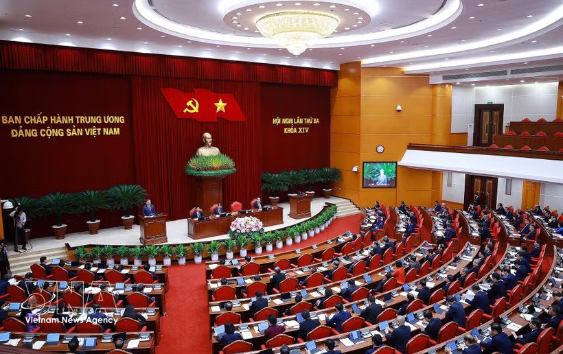 The third meeting of the 14th Party Central Committee opens in Hanoi on July 20. (Photo: VNA) The third meeting of the 14th Party Central Committee opens in Hanoi on July 20. (Photo: VNA)